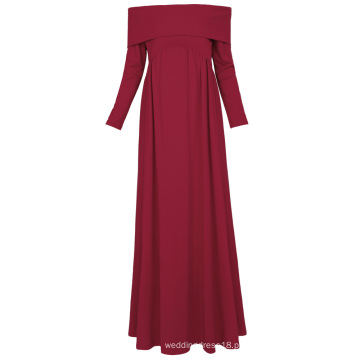 Kate Kasin Sexy Womens Maternity Long Sleeve Off Shoulder Long Maxi Dress Vestido de maternidade vermelho vinho KK000677-1